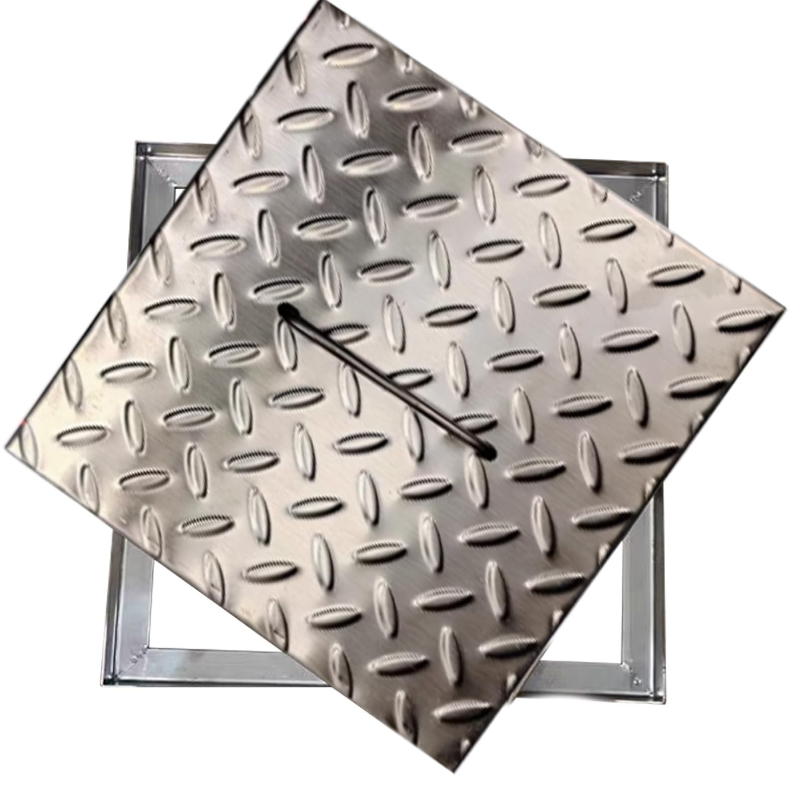 Plaque egout carree acier inoxydable regard fosse septique 40x40 cm