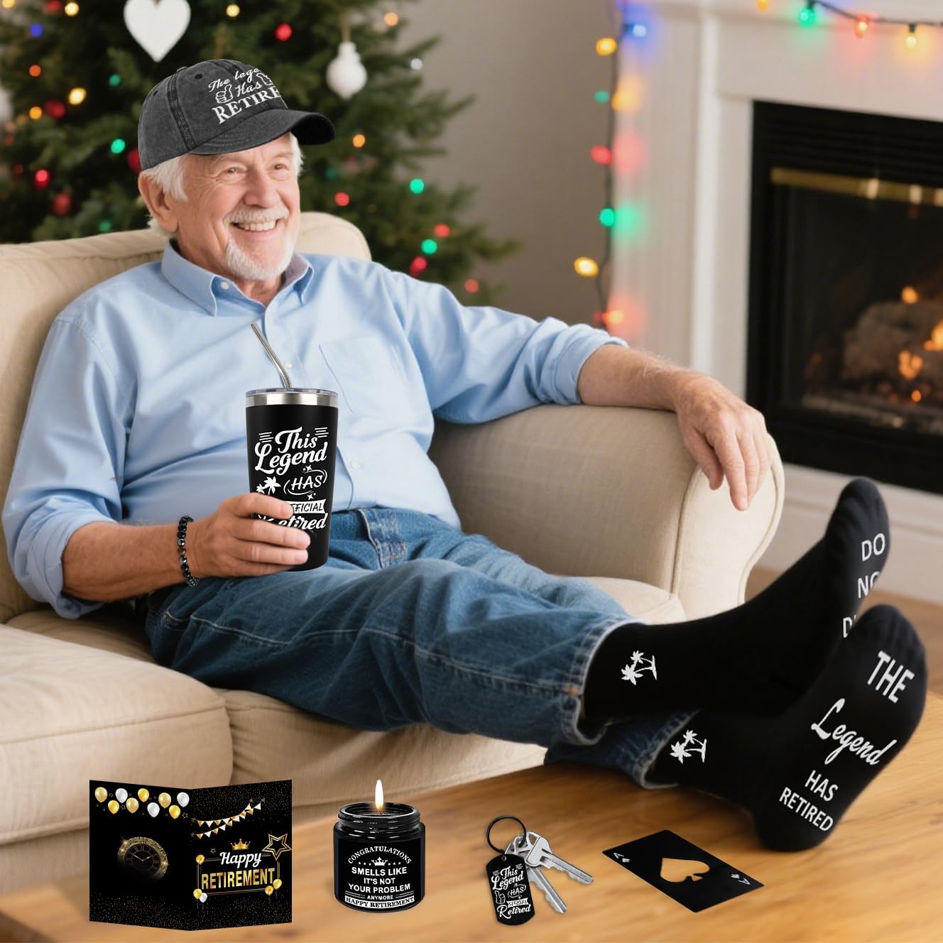 8 Pcs Retirement Gifts for Men 2026, This Legend Has Retired, Happy Retired Gifts Basket for Dad, Grandpa, Coworker, Teachers, Boss, Friends, Retirees, 20 Oz Tumbler Best Mens Retirement Gift Set - Image 3
