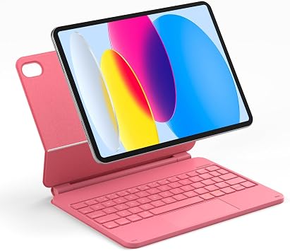 Inateck for iPad A16 10th/11th Case with Keyboard, Floating Cantilever | For iPad 10.9" & 11", 7-Color Backlit, Trackpad, Magic Style Cantilever Arm, NeoMagic SE,KB09119-10, Pink