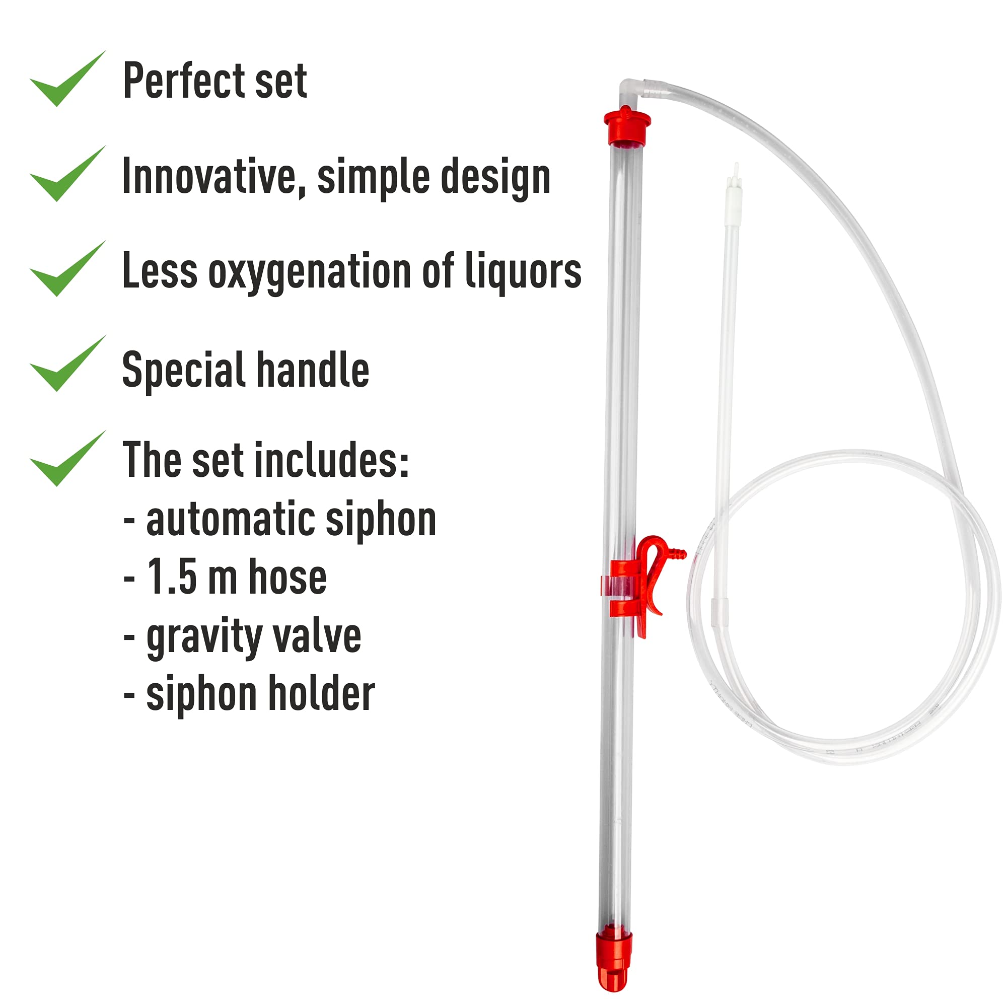 Browin 353005 Automatischer Siphon mit Ventil und Griff – 64 cm, für das Abfüllen von Wein und Bier