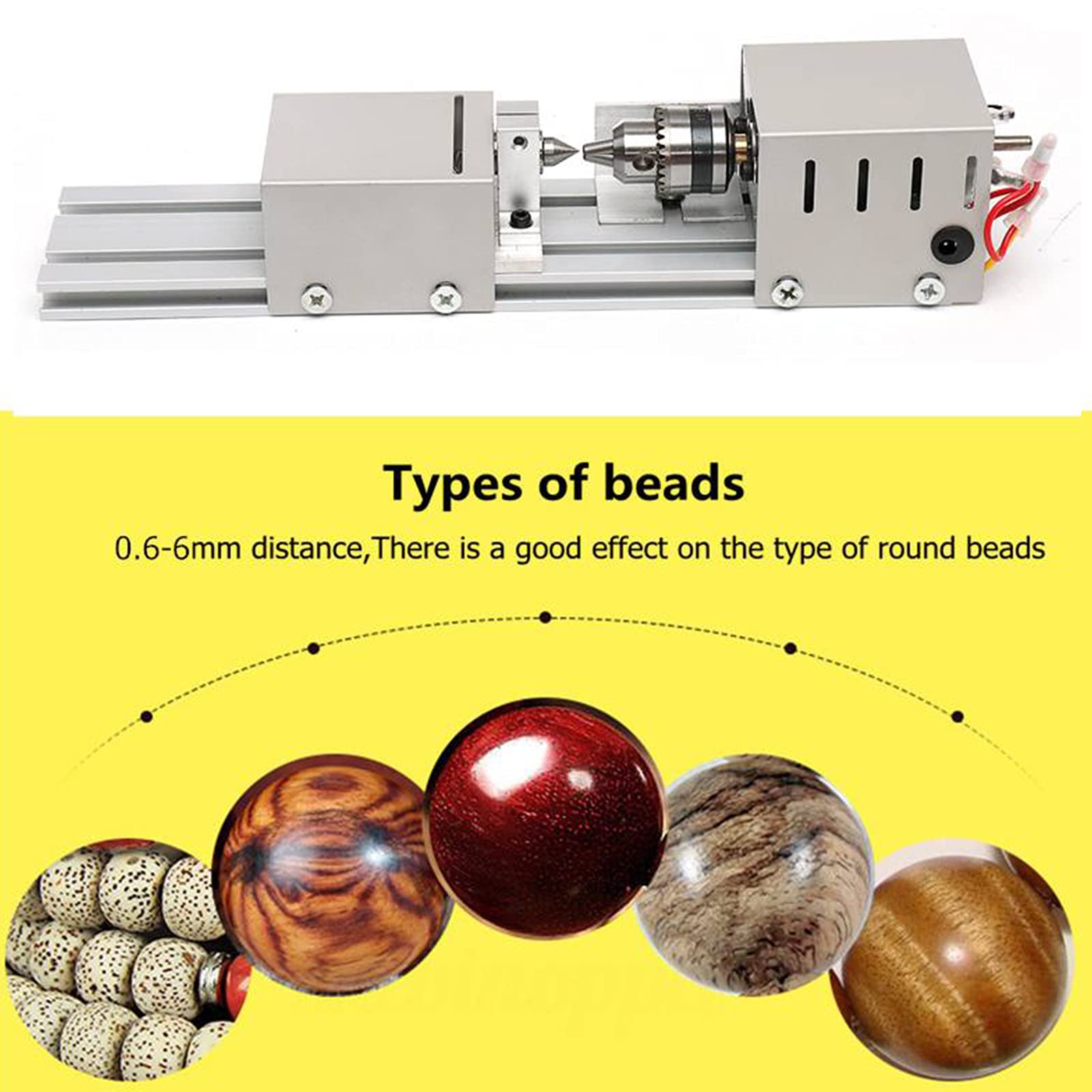 Mini Máquina Pulidora De Cuentas De Torno, Fresadora De Torno De Madera, Juego De Herramientas Rotativas De Taladro De Cuentas De Pulido, DC 12V-24V 96W