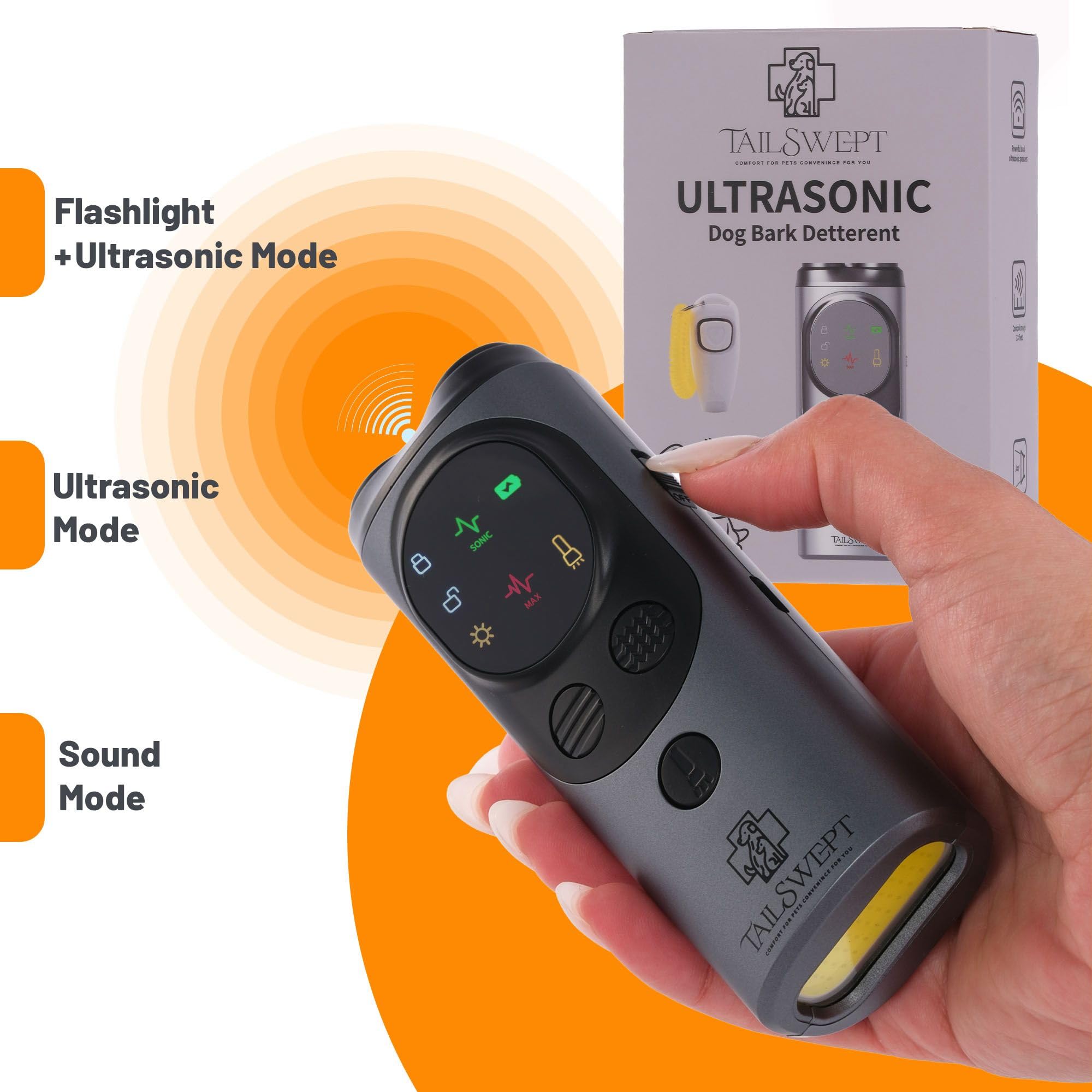 Juego de dispositivos disuasorios de ladridos de perros 2 en 1 – Dispositivo anti ladridos para perros + silbato ultrasónico para perros + entrenador de clicker – Silenciador de ladridos