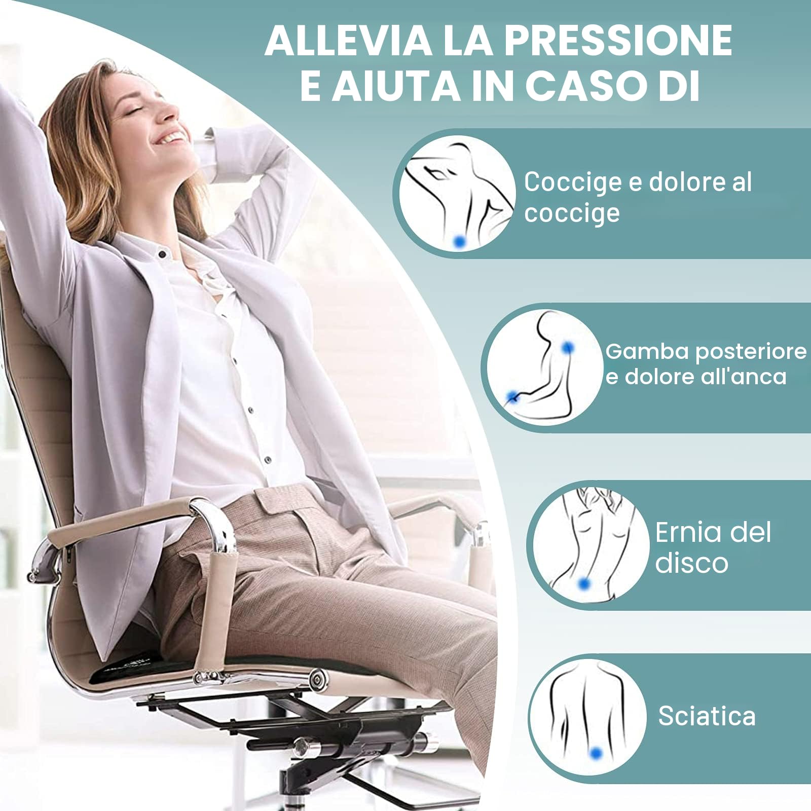 Cuscino Gel Per Sedia,Cuscino antidecubito-Cuscino gel Elastico per Il Sostegno del Sedile,Fresco e Traspirante, Cuscino per Sedia Ufficio per Ridurre la Pressione Su Fianchi (nero, 43*38*4)
