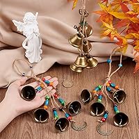 Vista 3 de OLYCRAFT 3 Pcs Witch Bells & Keychain Hangers - Moon Key Wiccan Bells Decor with Wood Beads Wind Chimes for Home Decor - 11.8 Inch