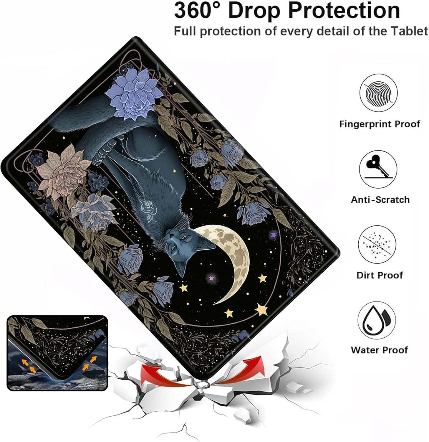 Case for Kindle Paperwhite 12th Gen 2024 (7")& Kindle Colorsoft Signature Edition,PU Leather Slim Standing Smart Cover Case with Auto Sleep/Wake for Kindle Paperwhite 2024-Witchy Cat Moon