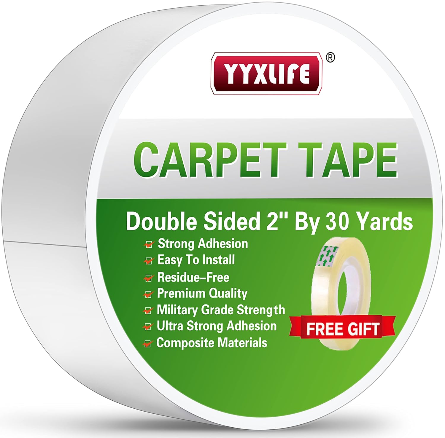 YYXLIFE Rug Tape Double Sided Carpet Tape Heavy Duty 2 Inch x 30 Yards Carpet Adhesive Removable Multi-Purpose