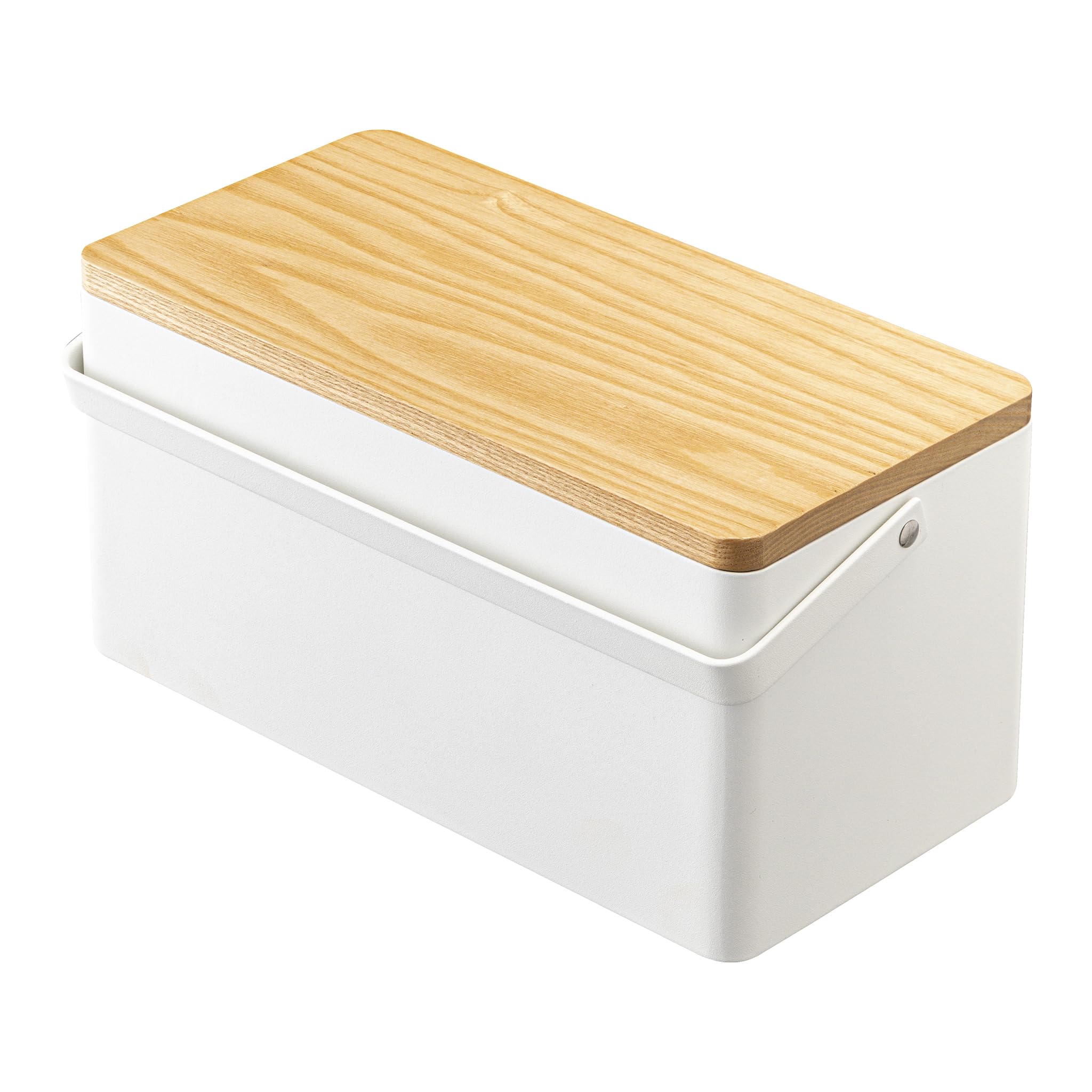 Yamazaki White 5060 Tower Sewing Box, Steel/Wood/Abs Resin/Cotton/Polyester, Minimalist Design, 27 X 14 X 13.5 Cm (Lxwxh)