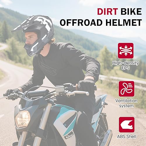 Miniatura 2 de Adult Dirt Bike Helmet Motorcycle Racing Street Bike Off-Road Mountain Bike BMX MX ATV Helmet with Cycling Glasses and Visor for Unisex-Adult