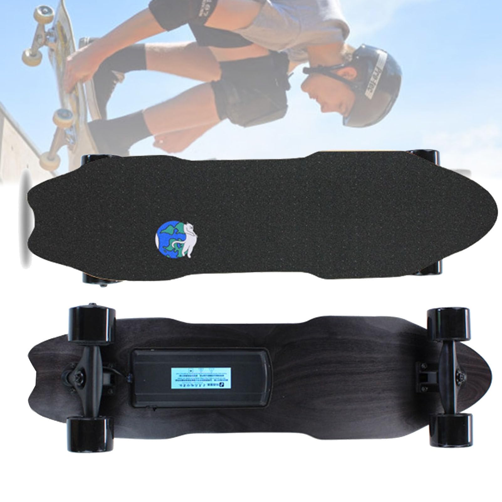 Skateboard électrique avec télécommande, 4 Modes de Vitesse, Vitesse maximale de 25 km/h, autonomie maximale de 15 km, Longboard électrique en érable 7 Plis pour Adultes débutants E