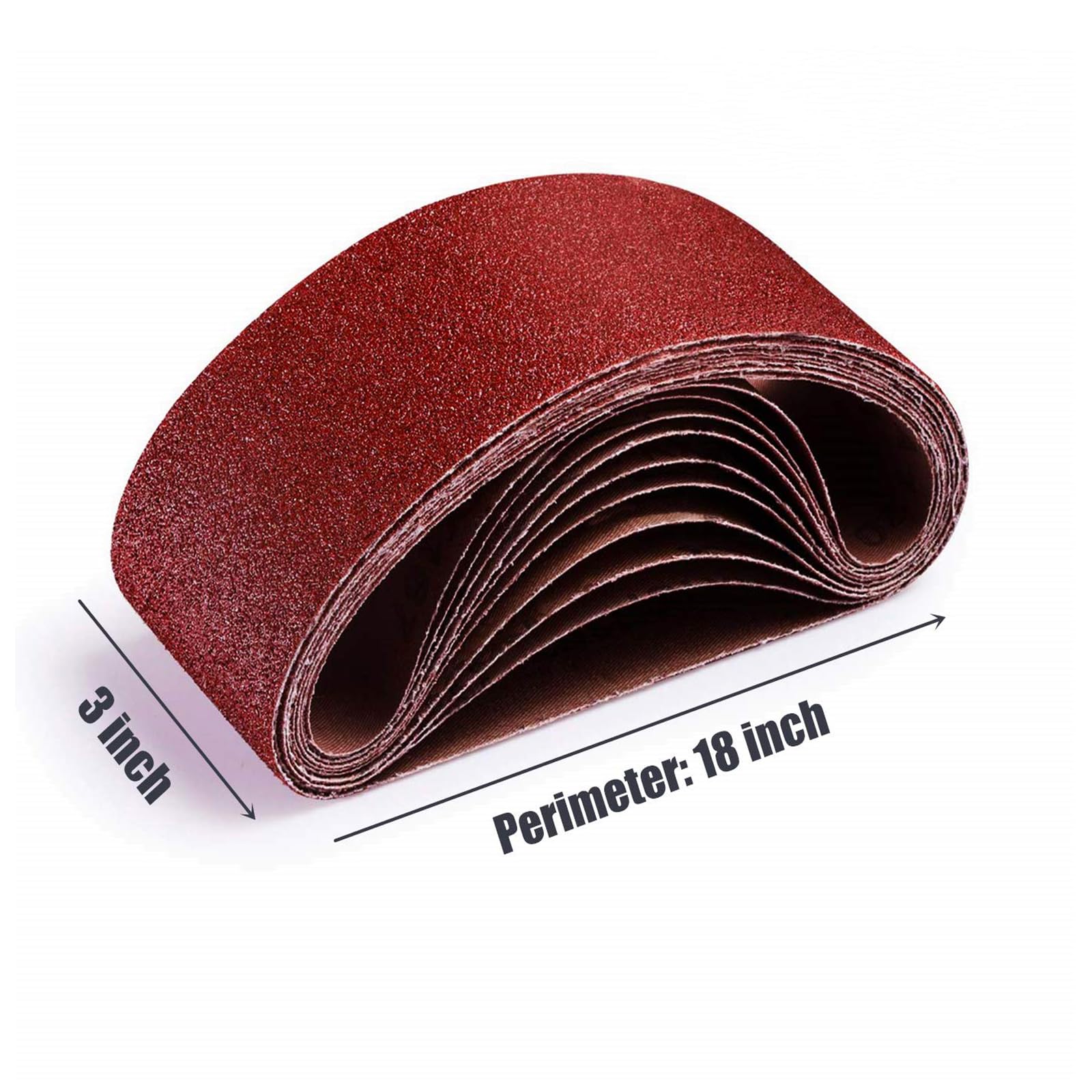 3 correas de lijado de 18 pulgadas, banda de lijado de óxido de aluminio de grano 60, papel abrasivo de alta calidad para lijadora de banda portátil de 3 x 18 pulgadas, paquete de 24 (3 x 18 pulgadas