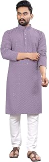 ALMORA Mens Sequin Embroidered with Mirror Work with Mirror Work Cotton Black Kurtas for Men Price In India