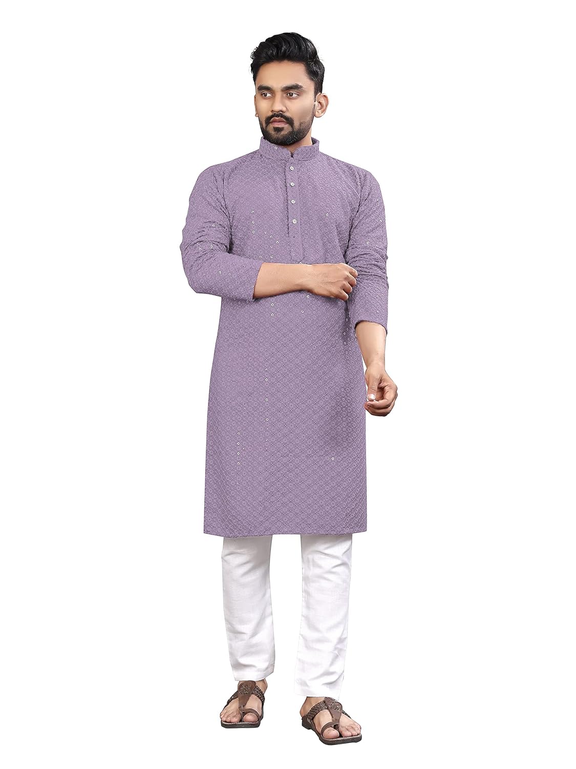 ALMORA Mens Sequin Embroidered with Mirror Work with Mirror Work Cotton Black Kurtas for Men - Review, Price and Buying Guide