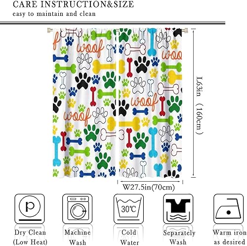 Miniatura 119 de Cortinas opacas con estampado de patas de perro, estampado de patas de perro y huesos, tratamiento de ventana, cortinas con aislamiento térmico