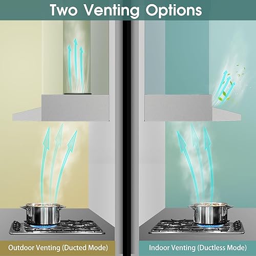 Miniatura 5 de Campana extractora de 30 pulgadas para debajo del gabinete, campana de ventilación de cocina de acero inoxidable 280 CFM, campana de estufa de