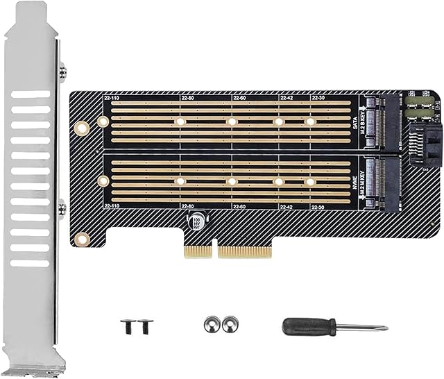 XTVTX Dual M.2 PCIE Adapter for SATA or PCIE NVMe SSD with Advanced Heat Sink Solution,M.2 SSD NVME (m Key) and SATA (b Key) 22110 2280 2260 2242 2230 to PCI-e x 4 Host Controller Expansion Card
