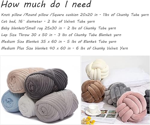 Miniatura 5 de Aloiyue Hilo de punto grueso, tubo de algodón grande de terciopelo grueso de 17.6 onzas, relleno gigante hinchado para manta tejida hecha a mano,