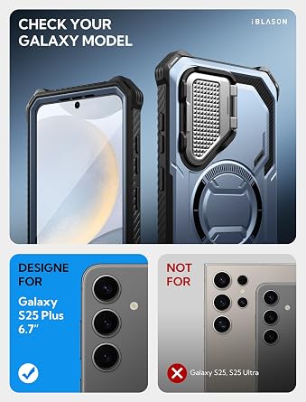 i-Blason for Samsung Galaxy S25 Plus Case MagSafe, Camera Cover Stand, Blue
