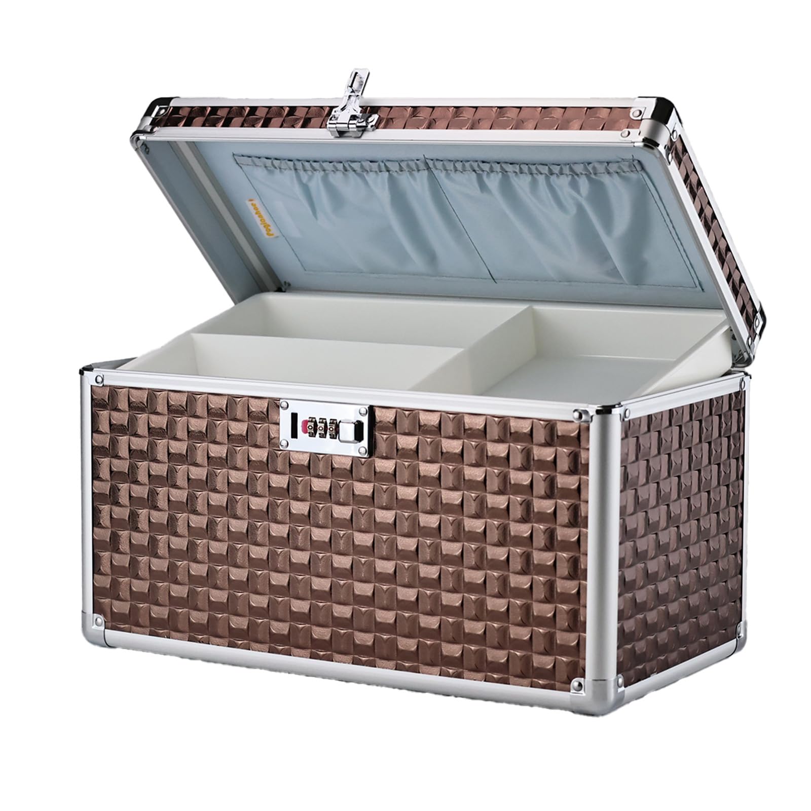 Pogianhae Brown Combination Lock Storage Box With Handle – Multipurpose Locking Case For Home & Outdoor Use, Secure Storage For Accessories, Medicine, Cosmetics, Toys & Tools (, Extra Large)