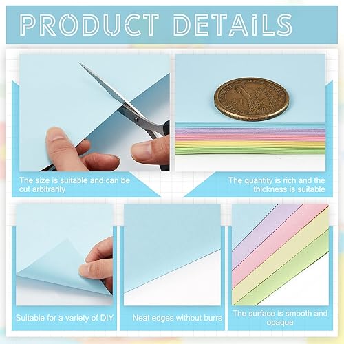 Miniatura 34 de Sinmoe 100 hojas de papel de cartulina de 5 tonos de 8.5 x 11 pulgadas, 6.35 oz/m², papel de impresora de núcleo sólido para álbumes de recortes