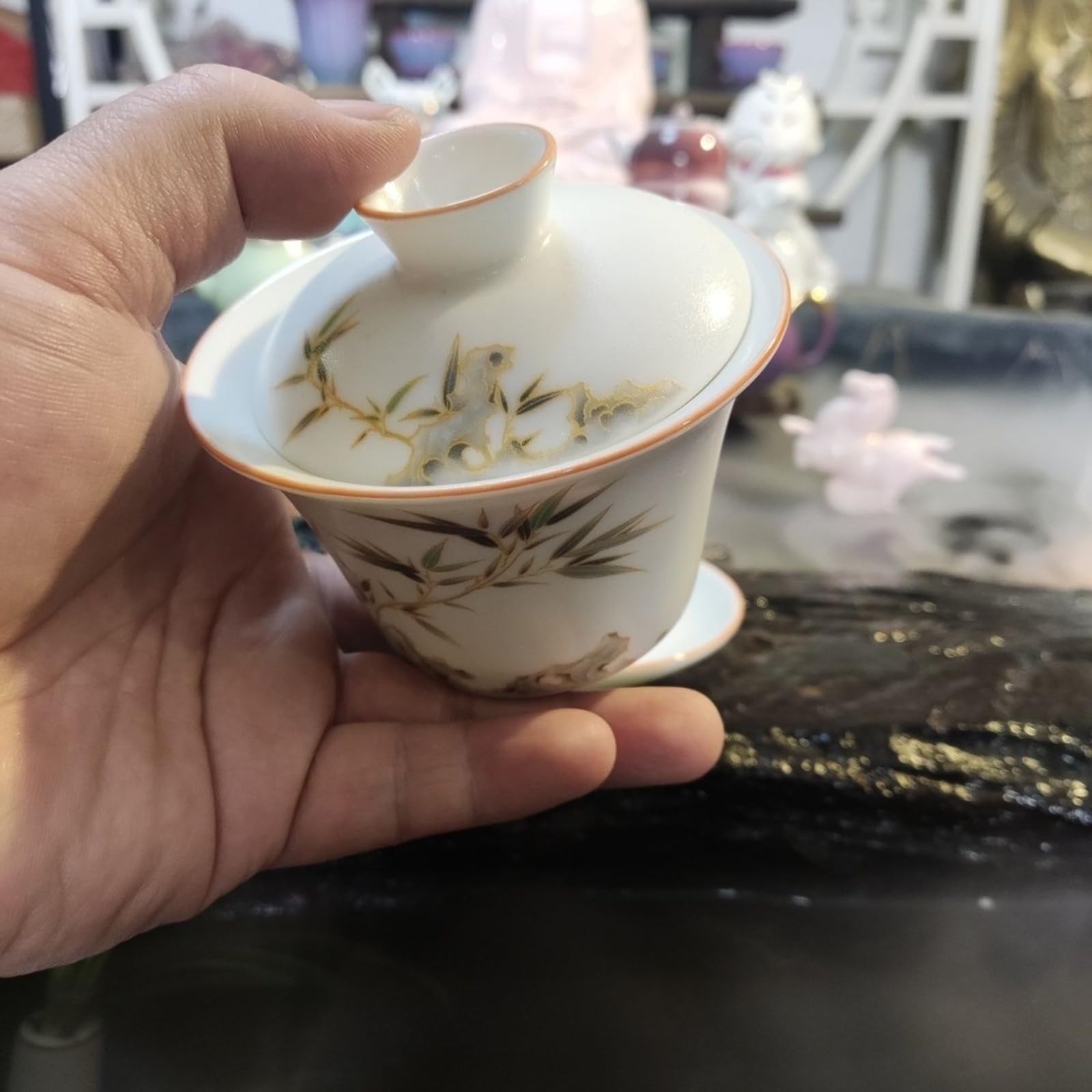 Ru Kiln biała porcelana Gaiwan, 170 ml, zestaw do herbaty Kung Fu w stylu chińskim