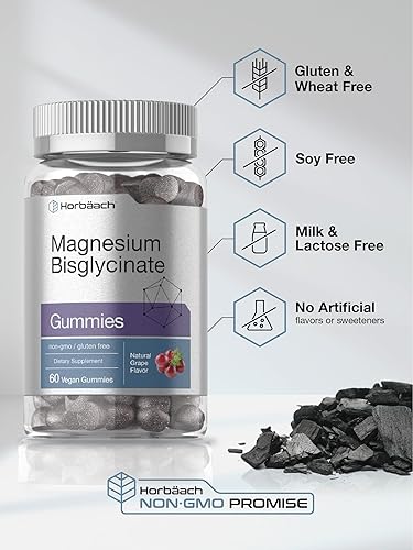 Miniatura 5 de Horbäach Gomitas de bisglicinato de magnesio  60 unidades  Veganas, sin OMG, suplemento sin gluten