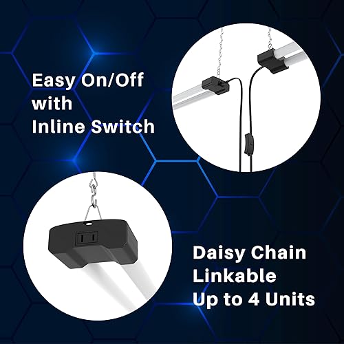 Miniatura 10 de DYMOND Lámpara LED envolvente de 4 pies y 40 W con cadena de tracción, luz diurna blanca 5000 K para garaje, taller, sótano