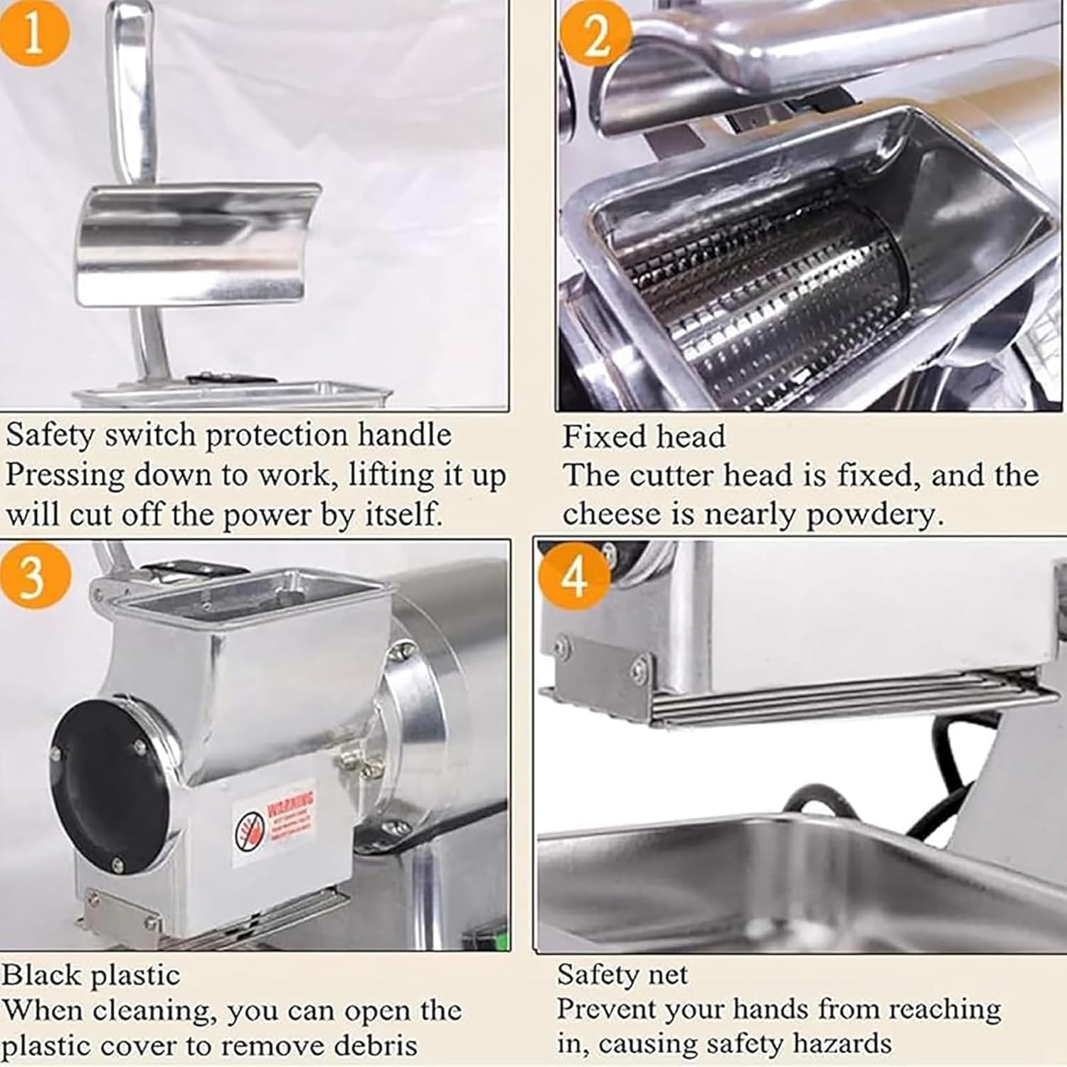 Rotary Cheese Grater, Electric Food Shredder with Stainless Steel Tray, Commercial Bread Crumb Crusher for Cheese, Butter, Bread Bran Crumbs