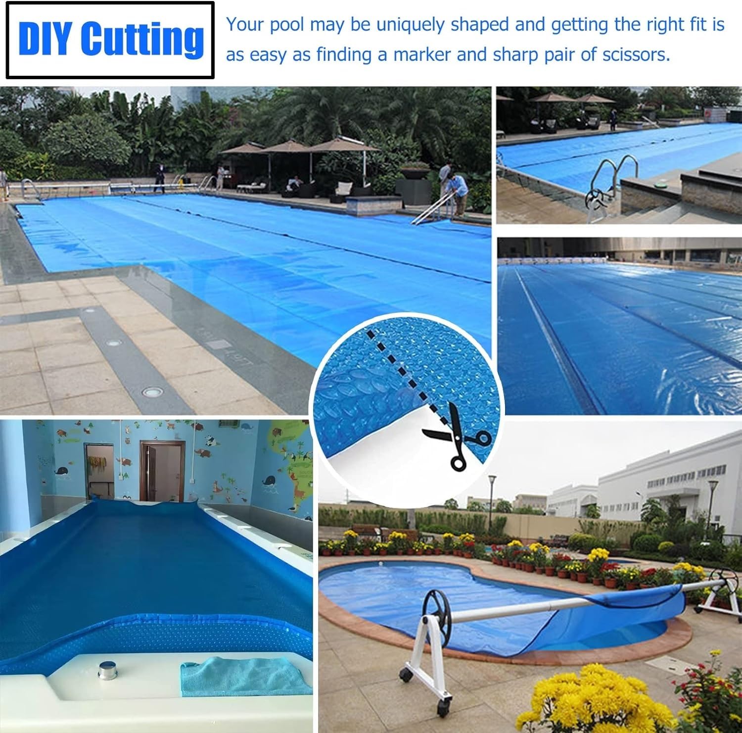 AviiSo Manta Solar para Piscina Cobertor Cálido Piscina Redonda para Piscinas enterradas y elevadas, Manta Solar Burbuja Azul(Size:6.7m/22ft)