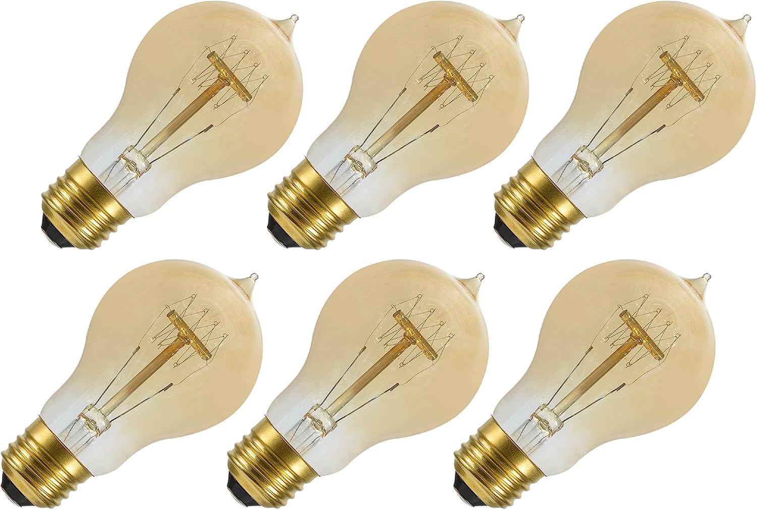 Aspen Creative 10005-06 A19 Vintage Edison Filament Light Bulb, Amber, 60 Watt Medium (E26) Base, 6 Pack