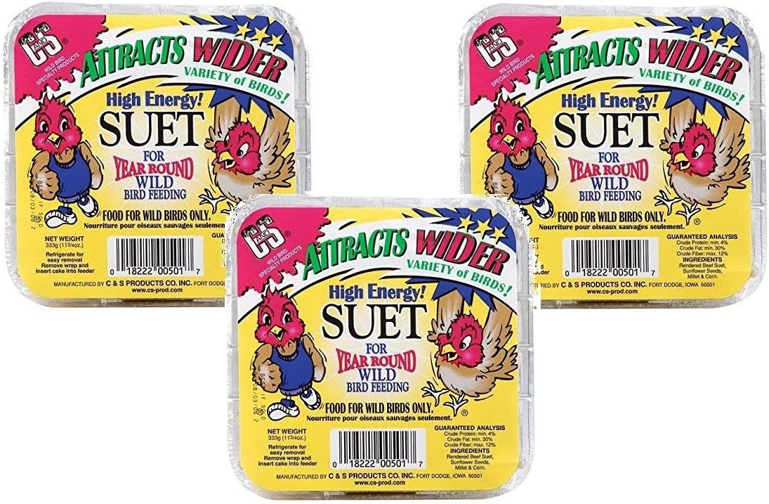 (3 Pack) C&S High Energy Suet For Wild Birds : Patio, Lawn & Garden