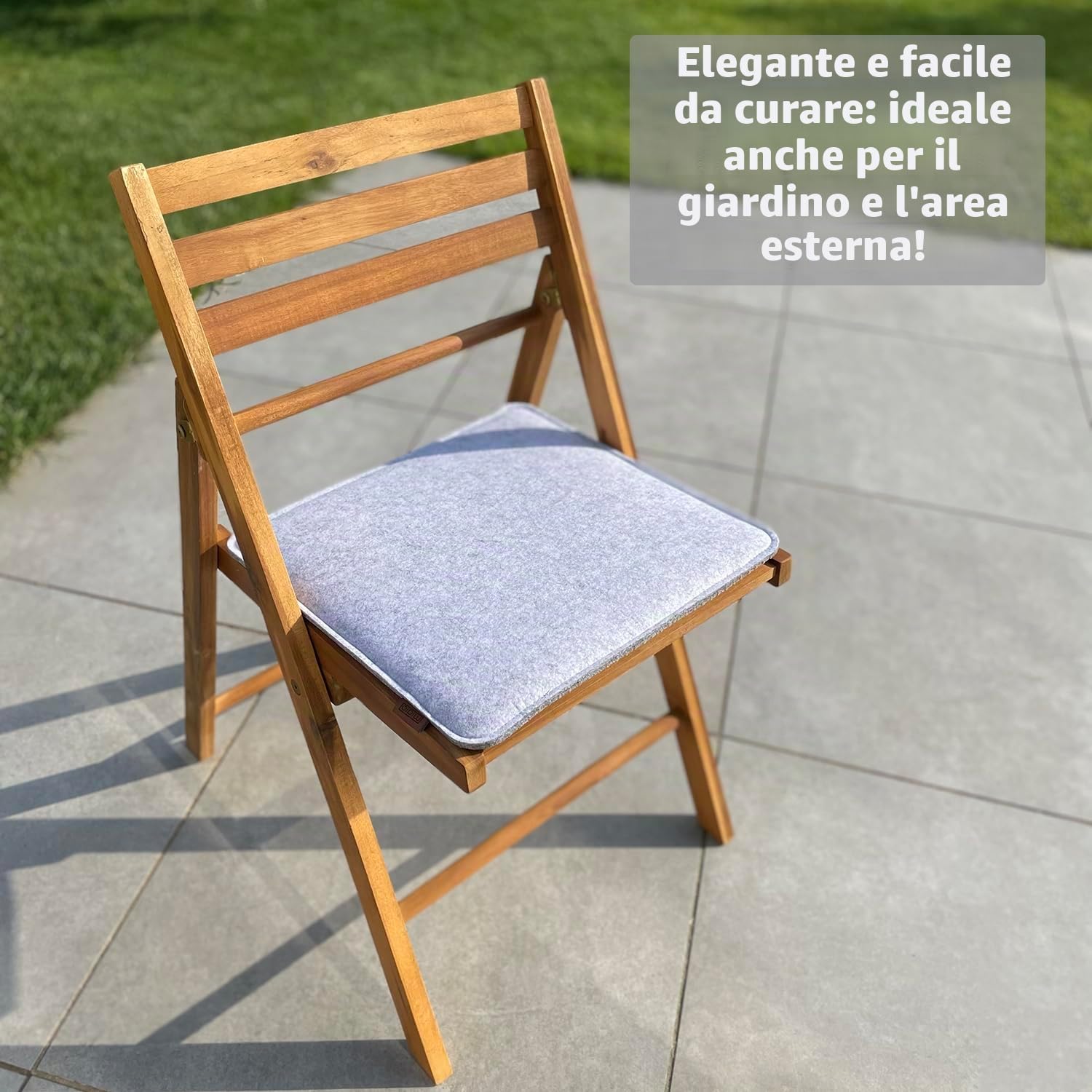 Miqio Design Cuscini di seduta rettangolari in feltro 35x35 cm | Set di 4 | Cuscini per sedia lavabili e antiscivolo | Cuscini da giardino e da panchina accoglienti