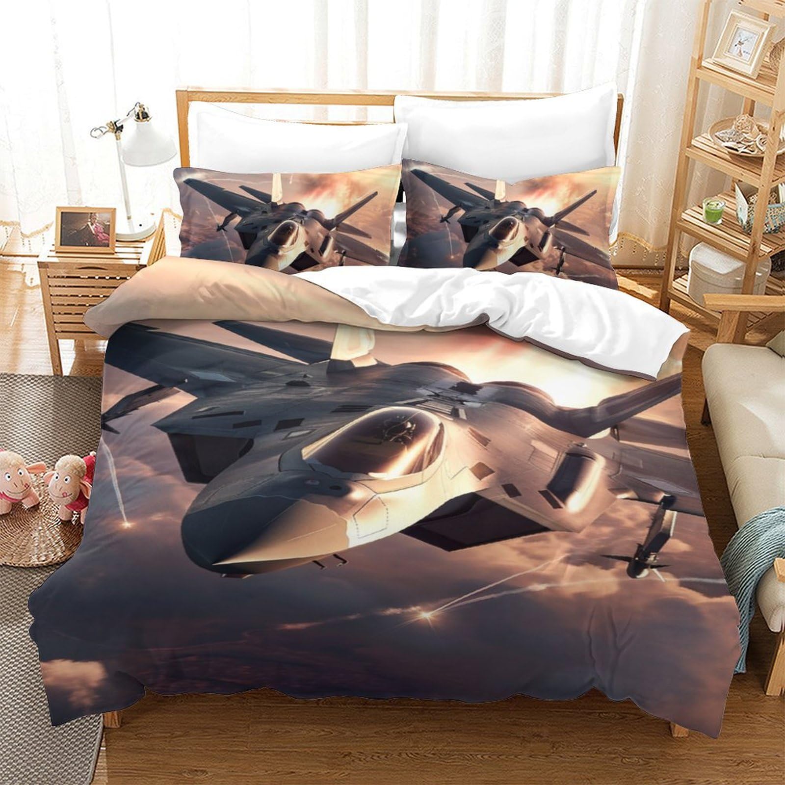 Ensemble de literie avion de chasse pour décorer une chambre ado