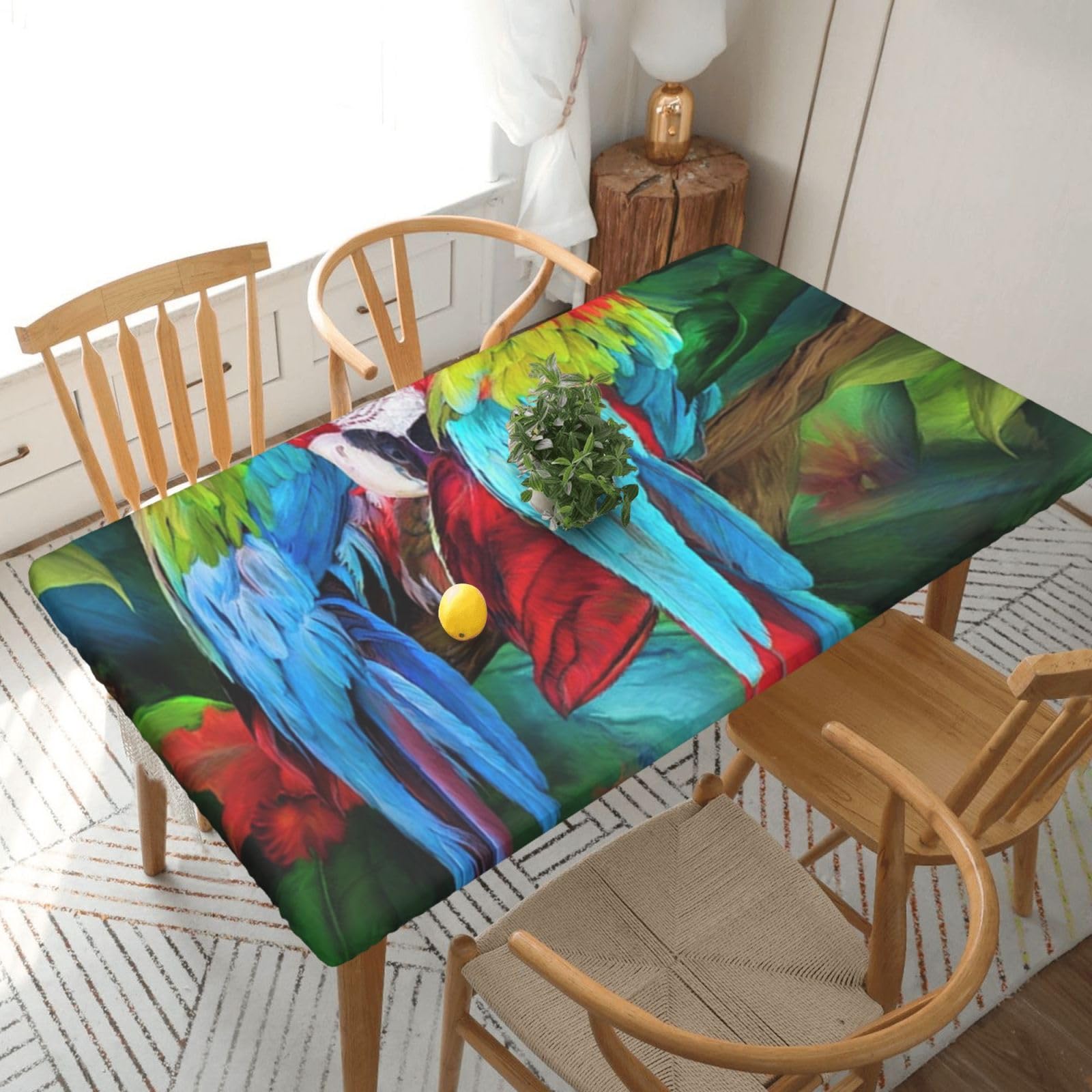 BNVSADC Two Colored Parrots-r13300 Printed 5FT Tablecloth Polyester Kitchen Water Resistant Table Cloth Dining Table Decoration Table Covers, 152x76 CM