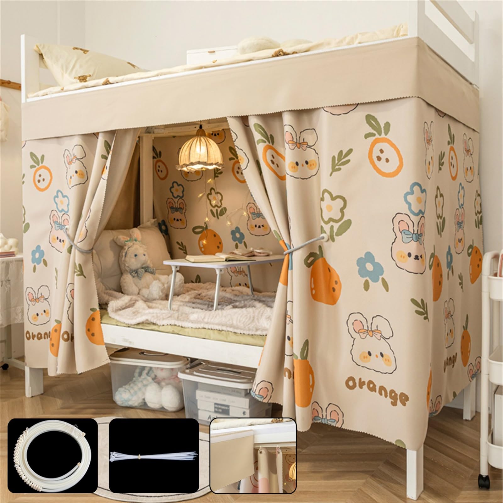 Cortina de litera opaca de 3 capas 1.2M Bunny B con rieles