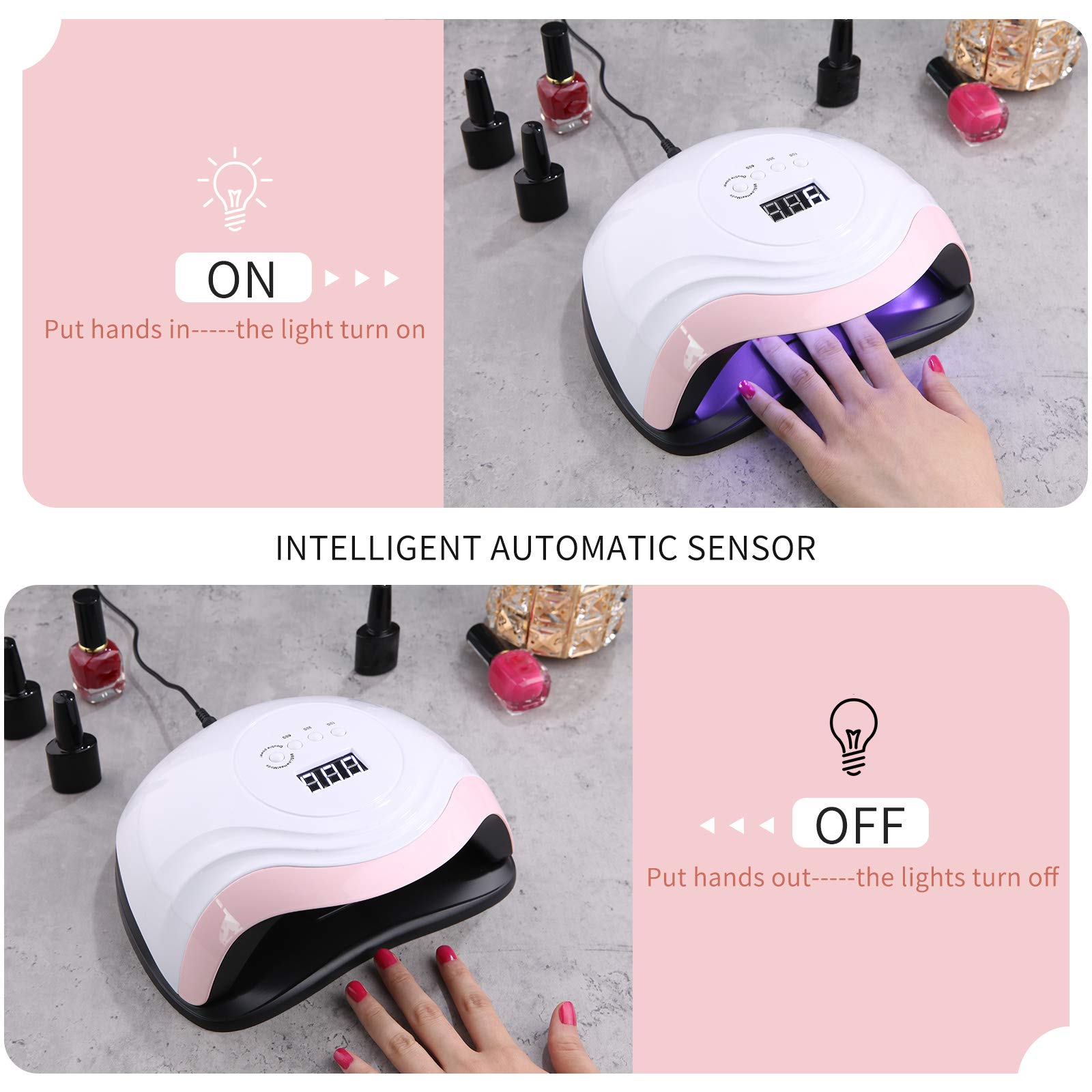 168W Lampada Unghie a LED UV per Manicure e Pedicure,36LED Professionale con Automatico Sensore,Display LCD,4 Time