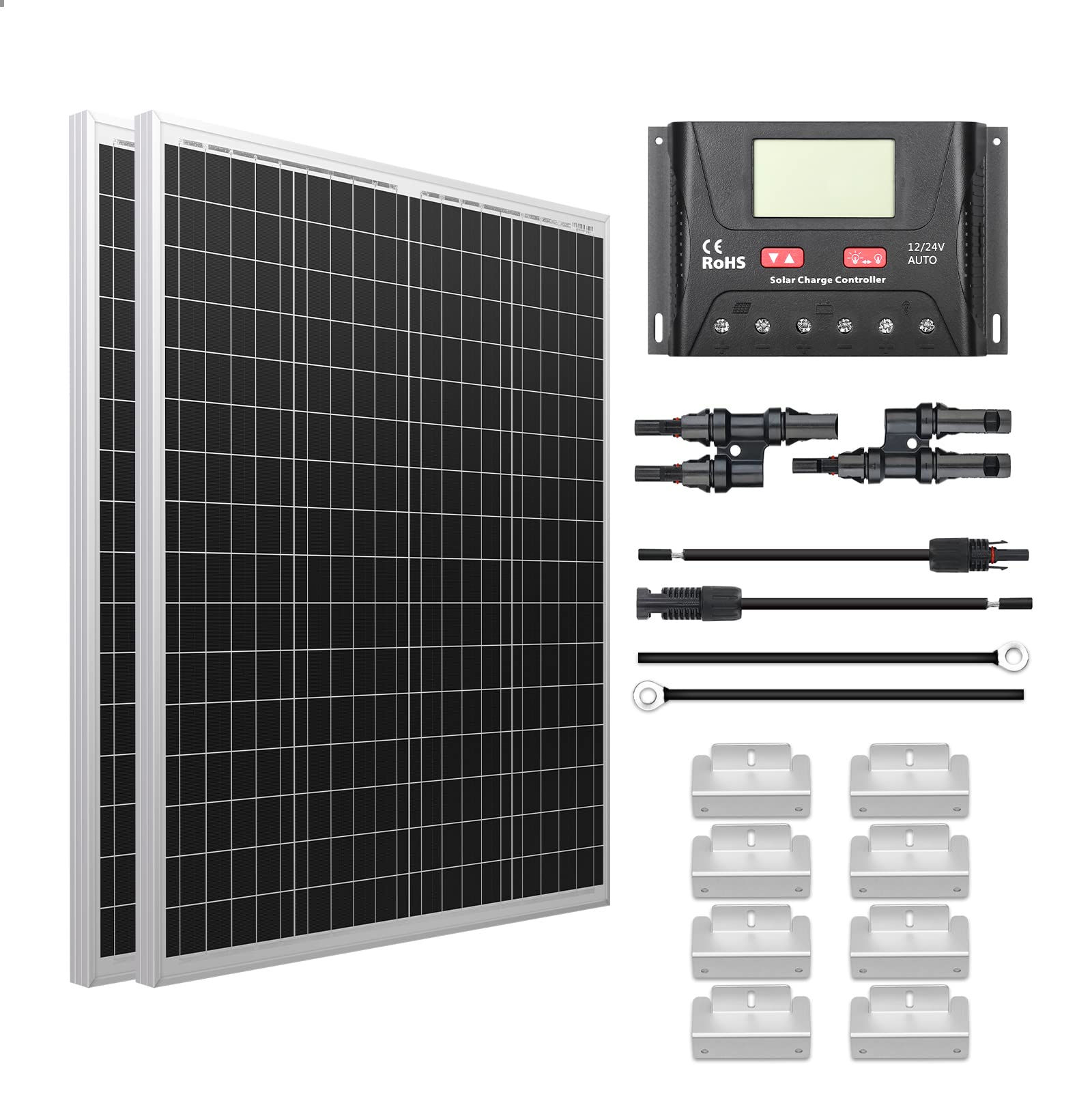 Buy HQST 200W 12V Polycrystalline Solar Panel Kit w/ 30A PWM LCD Solar