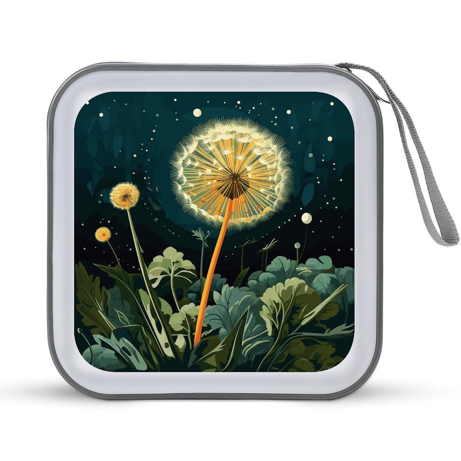 JTREHY Dandelions at Night CD Case 40 Capacity CD/DVD Case Holder Disc Storage Organizer Wallet Bag Portable Zipper CD Case Holder for Car Home Office Travel
