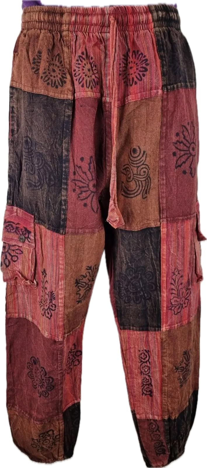Karma Handicrafts Unisex Patchwork Cotton Trouser Hippy Boho Combat Wide Festival Pant HT26