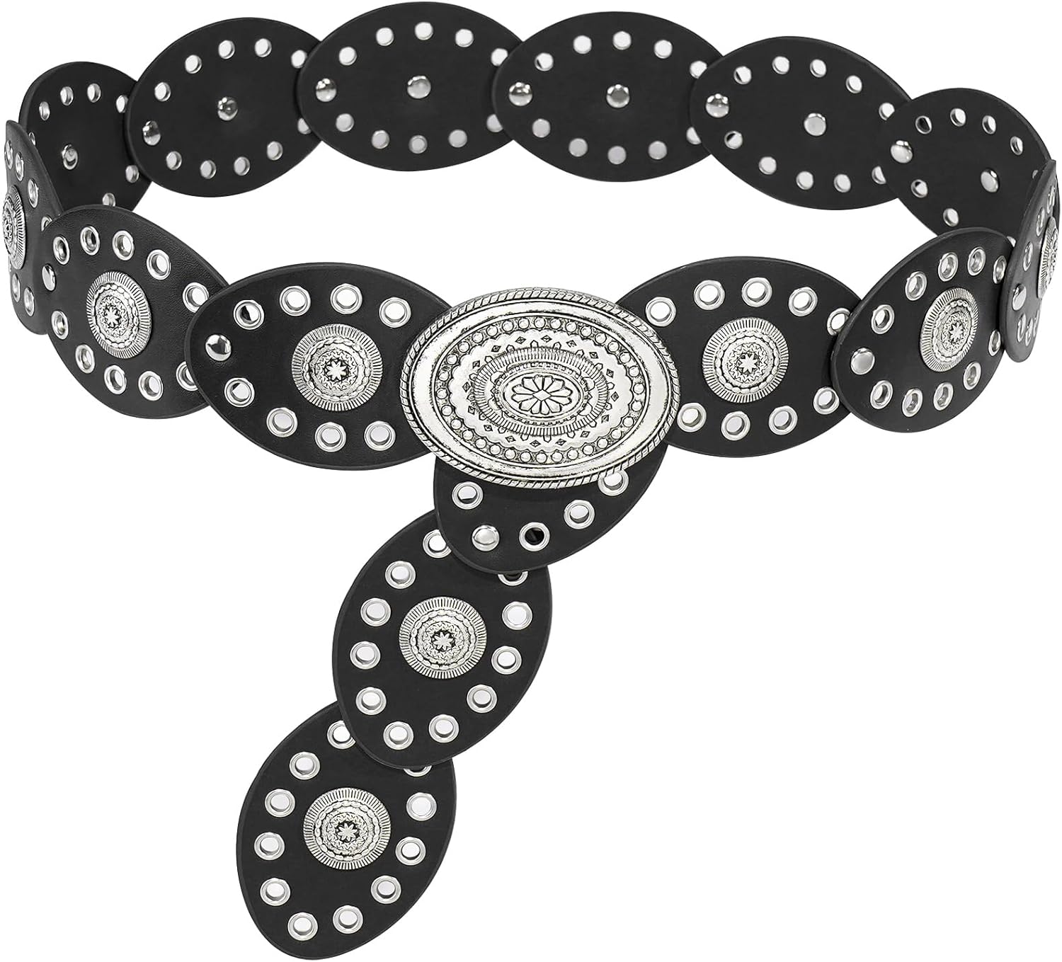 Suyi Wide Disc Belt for Women Leather Oval Belt Western Vintage Waist Belts