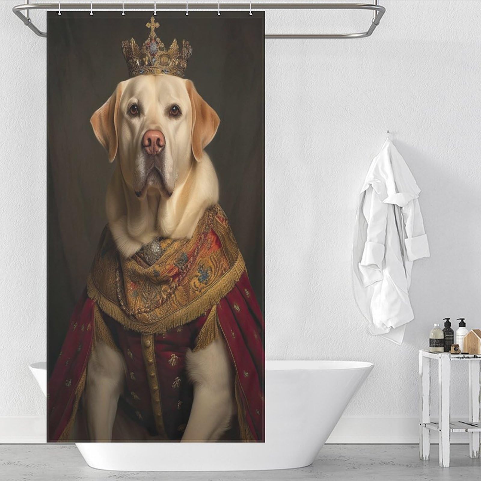 Rideau de douche moderne Labrador The King idéal pour la salle de bain des petits et grands