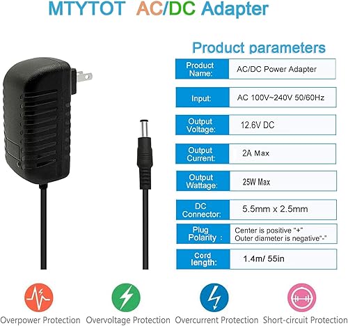Miniatura 3 de Adaptador de pared de 12.6V 2A ACDC 100-240 AC a DC 12.6volt 2A 1.5A 1A 750mA Adaptador de fuente de alimentación Transformador Hoover Board Charger