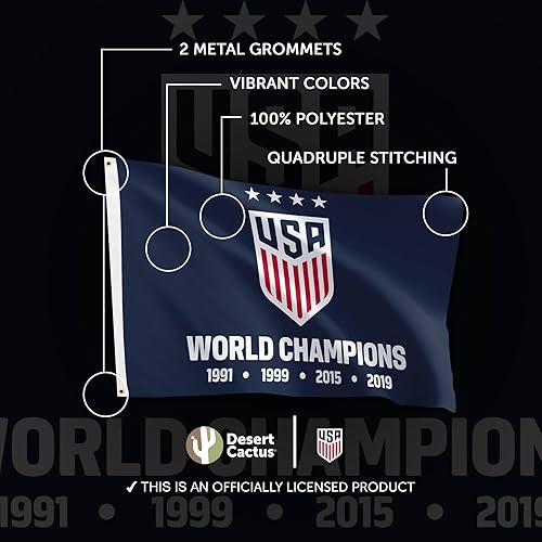 Miniatura 4 de Desert Cactus Bandera de fútbol de Estados Unidos USWNT Equipo nacional femenino de Estados Unidos, 100% poliéster, para interiores y exteriores, 3