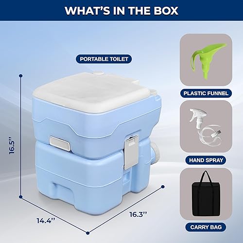 Miniatura 36 de SereneLife Inodoro portátil con bolsa de transporte, inodoro para interiores y exteriores con bomba de pistón CHH e indicador de nivel, tanque