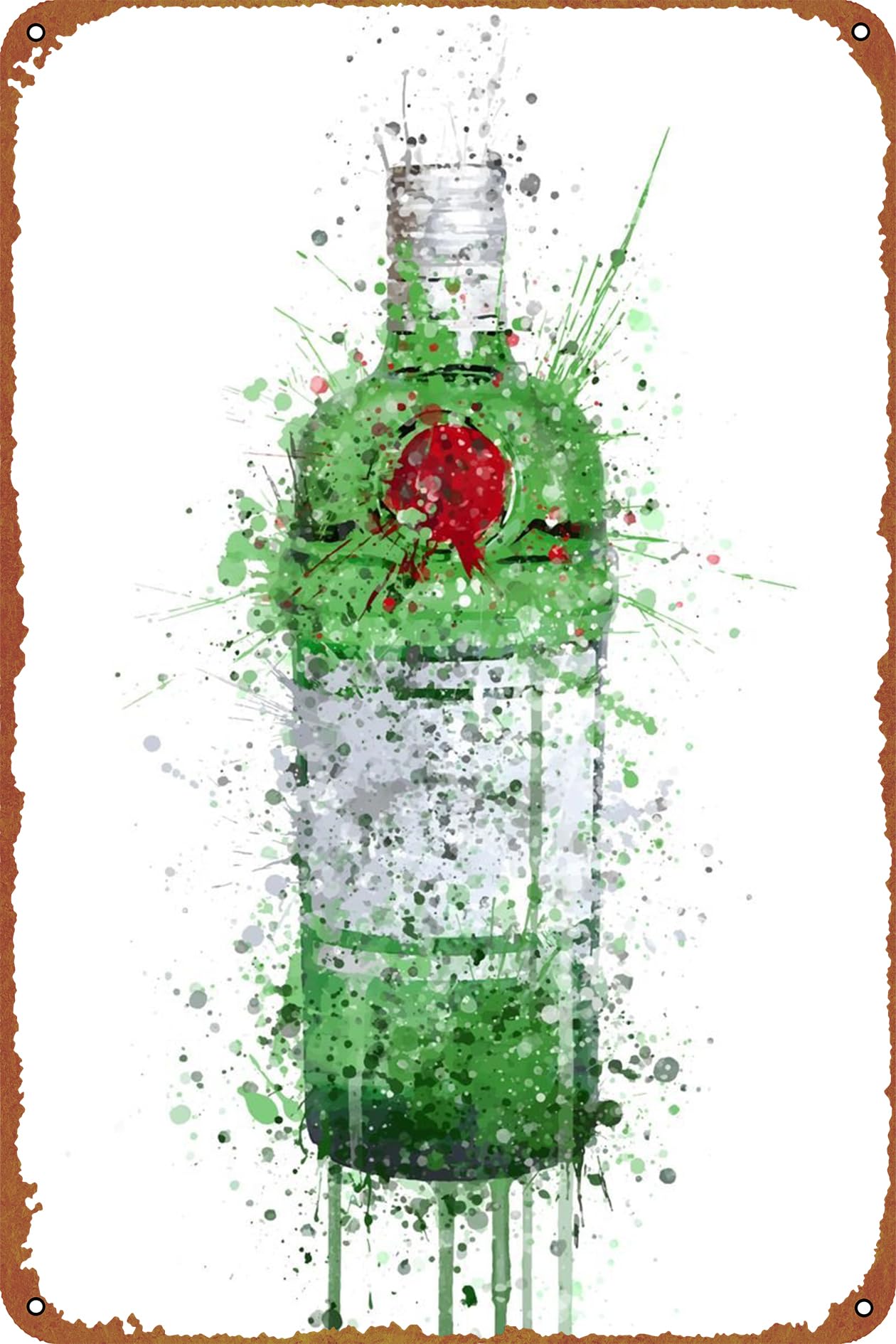 Tanqueray Green Gin Poster Bar Club Man Cave Living Room Kitchen Garage Bathroom Home Art Wall Decoration Plaque, 8Inch X 12Inch