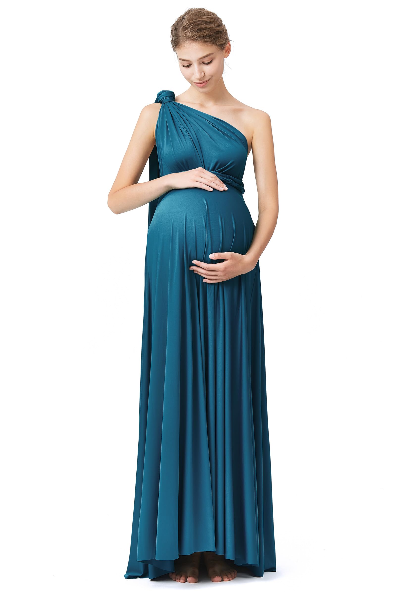 72styles Infinity Wickelkleid für Schwangere Damen - Elegantes Umstandskleid als Maxikleid für Babyparty, Hochzeitsgast, Fotoshooting & Festliche Anlässe Verstellbares Abendkleid