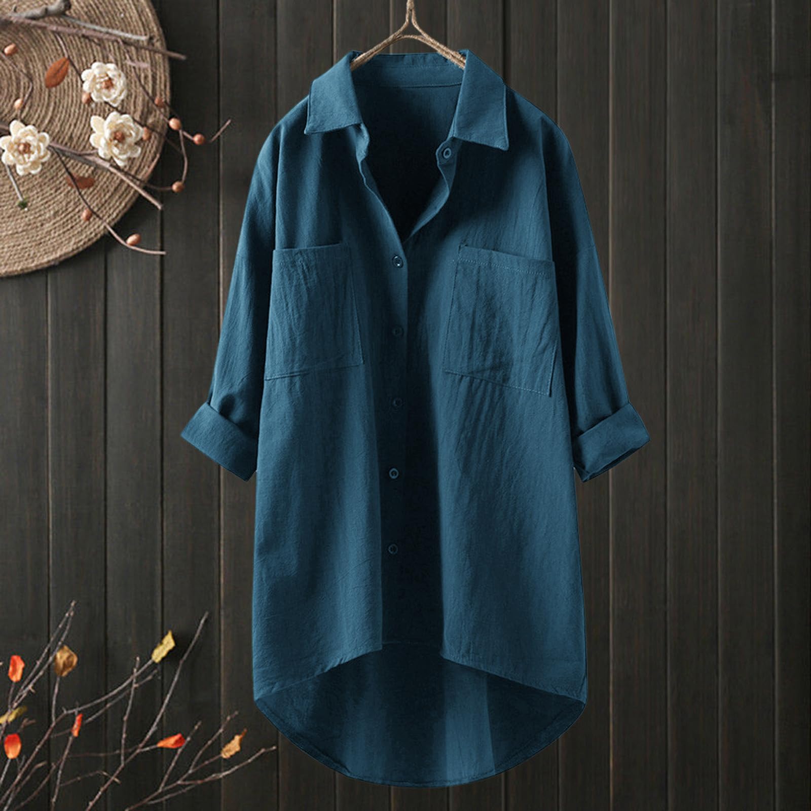Camisas de gasa de manga larga con botones para mujer, color sólido, ligeras, modernas, de verano, con cuello de lino, algodón, trajes de muselina, ropa de gran tamaño, ajuste holgado, talla grande