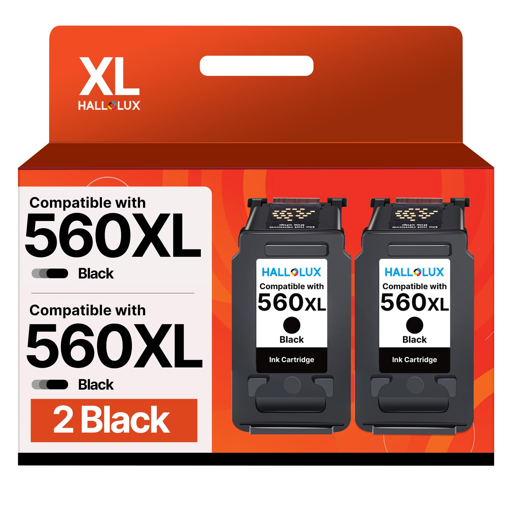 HALLOLUX 560 XL Schwarz Druckerpatronen Kompatibel für Canon 560 561 Black Patronen für Canon Pixma TS5350i Patronen TS7450i TS5350 TS5350a TS7451i TS5351 TS5351i TS5351a TS7450 TS7451 (2er-Pack)