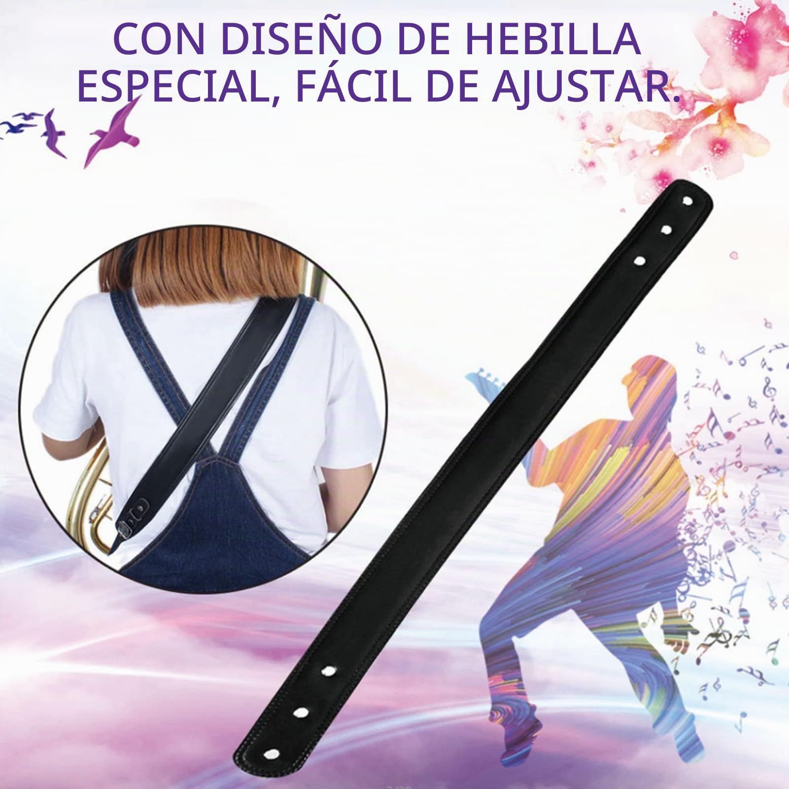 Correa de Tuba, Correa de Hombro Ajustable de Cuero Engrosada para Instrumentos de Viento Tuba