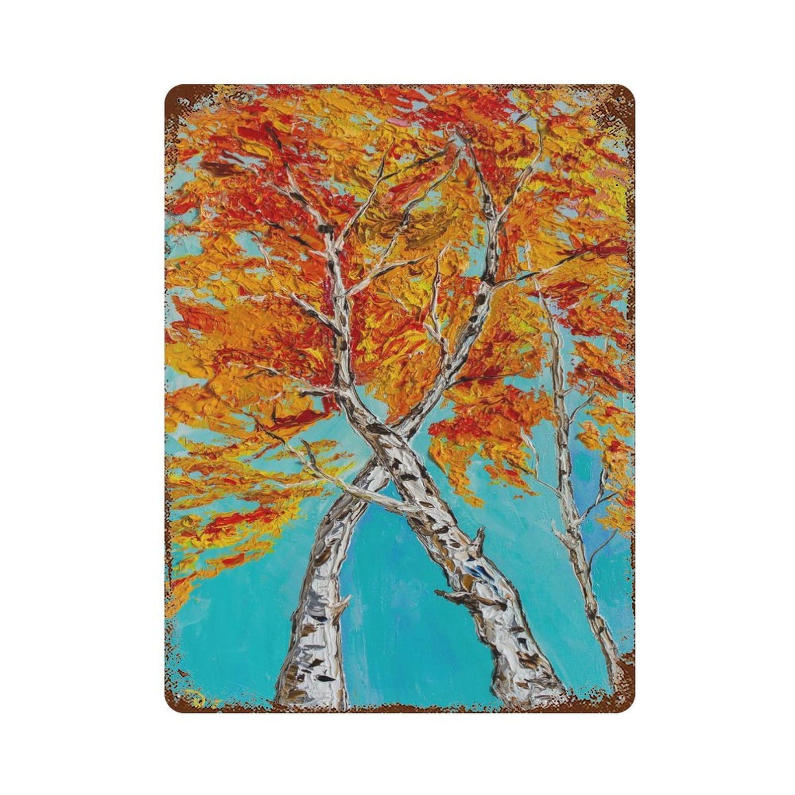 Dancing Birches Vintage Metal Tin Sign 15.7"x11.8", Rustic Home Decor for Garage, Bar And Workshop Decor