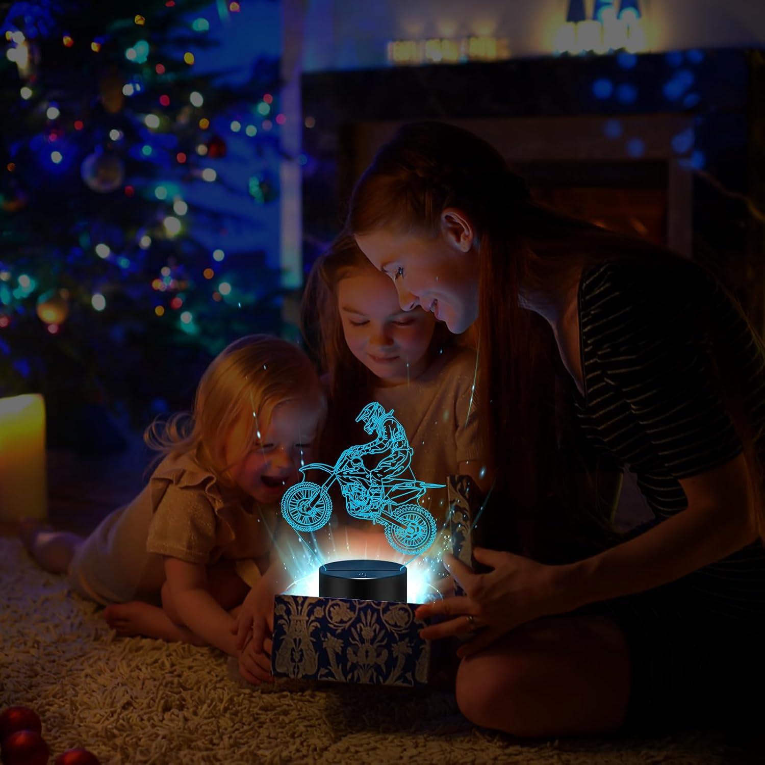 MENOMINO Dirt Bike Gift 3D Night Light, 16 Colors Changes Remote Control Motocross Lamp, LED Motorcycle Room Decor Toys for Boys Girls, Dirt Bike Toys, Birthday Xmas Gifts for Kids